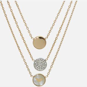 Emporio Armarni Tri-Tone Sterling Silver, Mother of Pearl and Mineral Multi-Stra